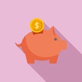 Piggy bank compensation icon flat . Money reward Royalty Free Stock Photo