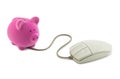 Piggy bank with computer mouse Royalty Free Stock Photo