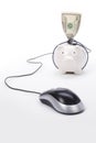 Piggy Bank and computer mouse Royalty Free Stock Photo