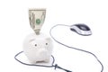 Piggy Bank and computer mouse Royalty Free Stock Photo