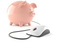 Piggy bank with computer mouse Royalty Free Stock Photo