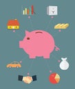 Piggy bank concept saving