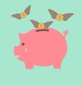 Piggy Bank Cry When See Dollars Flying Away Royalty Free Stock Photo