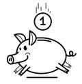 Piggy bank cute and funny pig vector illustration isolated