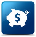 Piggy bank dollar sign icon blue square button Royalty Free Stock Photo