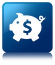 Piggy bank dollar sign icon blue square button Royalty Free Stock Photo