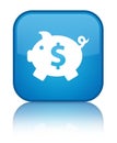 Piggy bank dollar sign icon special cyan blue square button Royalty Free Stock Photo