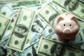 Piggy bank with dollars. Save your money Royalty Free Stock Photo