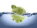 Piggy bank drown in water