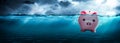 Piggy Bank Drowning In Dark Stormy Waters Royalty Free Stock Photo