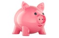 Piggy bank with electrical socket. Saving energy consumption concept, 3D rendering Royalty Free Stock Photo