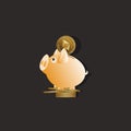 Piggy bank and Ethereum symbol of a physical coin.