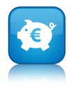 Piggy bank euro sign icon special cyan blue square button Royalty Free Stock Photo