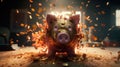 Piggy bank exploding. Generative AI