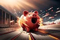 Piggy Bank Exploding, Illustration. Generative AI