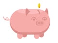 Piggy bank with falling gold coin. Moneybox in the form of a pig vector illustration Royalty Free Stock Photo