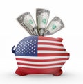 Piggy bank with the flag of USA .(series)