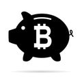 Piggy bank flat icon, sign vector with bitcoin web symbol. Money income, economic graphic button Royalty Free Stock Photo