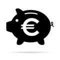 Piggy bank flat icon, sign vector with euro web symbol. Money income, economic graphic button