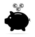 Piggy bank flat icon, sign vector with euro web symbol. Money income, economic graphic button