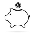 Piggy bank flat icon, sign vector with euro web symbol. Money income, economic graphic button