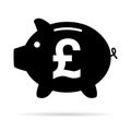 Piggy bank flat icon, sign vector with pound web symbol. Money income, economic graphic button