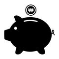 Piggy bank flat icon, sign vector with won web symbol. Money income, economic graphic button