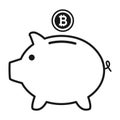 Piggy bank flat icon vector with bitcoin symbol. Money income Royalty Free Stock Photo