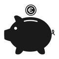 Piggy bank flat icon vector with euro symbol. Money income