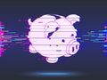 Piggy bank. glitch design,neon icon, abstract background. Elegant dots for business presentations. Digital graphics.