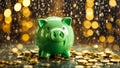 piggy bank with gold coins design ceramic banner payment funny