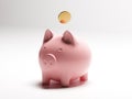 Piggy bank and Gold coins. Realistic vector moneybox