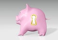 Piggy bank with a golden keyhole