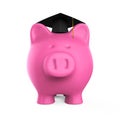 Piggy Bank with Graduation Cap Royalty Free Stock Photo