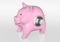 Piggy bank has a knob of combination Royalty Free Stock Photo