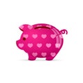 Piggy bank with heart. Save love concept. Vector