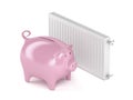 Piggy bank and heating radiator Royalty Free Stock Photo