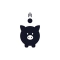 Piggy bank icon. Black pig bank with coin shape vector illustration Royalty Free Stock Photo