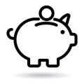 Piggy bank icon black