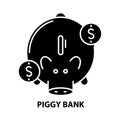 piggy bank icon, black vector sign with editable strokes, concept illustration Royalty Free Stock Photo