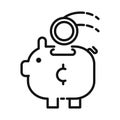 Piggy Bank Icon Black And White Illustration Royalty Free Stock Photo