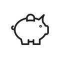 Piggy bank icon, business icon. Outline bold, thick line style, 4px strokes rounder edges Royalty Free Stock Photo