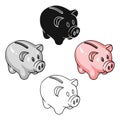 Piggy bank icon in cartoon,black style isolated on white background. Money and finance symbol stock vector illustration. Royalty Free Stock Photo