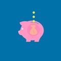 Piggy bank icon. Chart. Saving money.