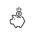 piggy bank icon with coin symbol, made in line style