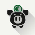 piggy bank, icon with euro sign currency symbol, made in flat syle Royalty Free Stock Photo