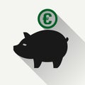 piggy bank, icon with euro sign currency symbol, made in flat syle Royalty Free Stock Photo