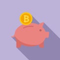 Piggy bank icon flat vector. Bitcoin money Royalty Free Stock Photo