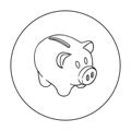 Piggy bank icon in outline style isolated on white background. Money and finance symbol stock vector illustration. Royalty Free Stock Photo