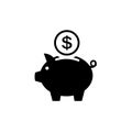 Piggy bank icon. Pictograph of moneybox Flat style